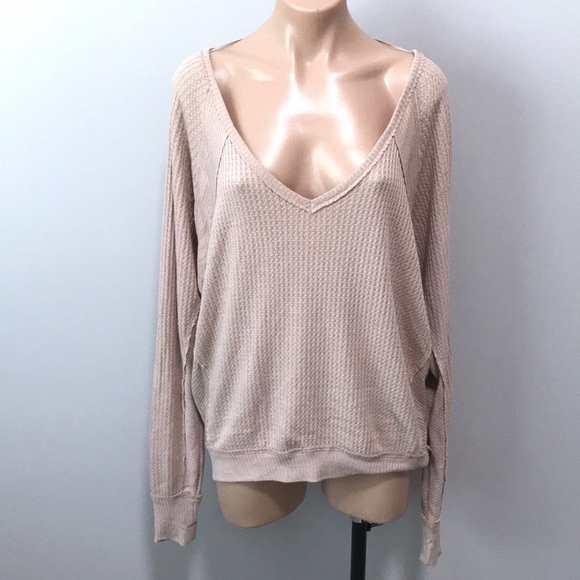 We The Free Santa Clara Toasted Oats Thermal Waffle Long Sleeve Shirt Small - Picture 2 of 6